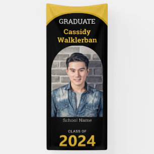 Arch Black Gold Photo Graduation Banner