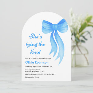 Arch Blue Bow She's Tying the Knot Bridal Shower  Invitation