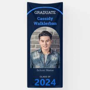 Arch Blue Photo Graduation Banner