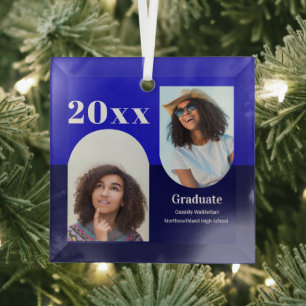 Arch Blue Photo Graduation Glass Tree Decoration