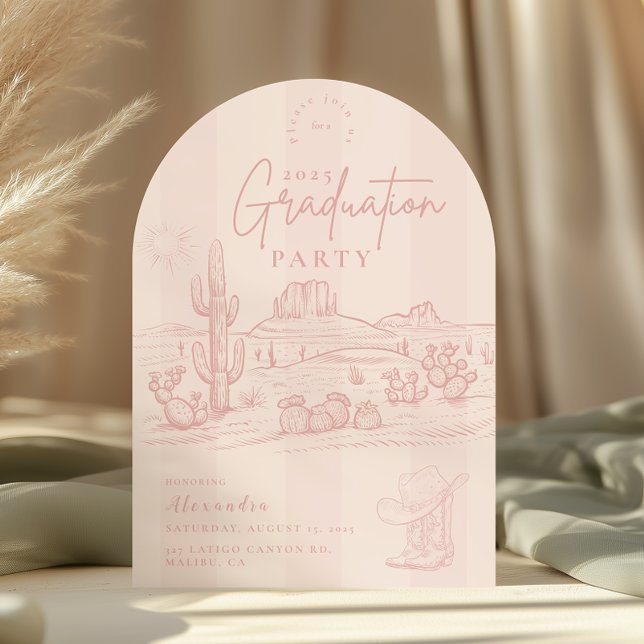 Arch Blush Pink Cowgirl Graduation Invitation (Creator Uploaded)