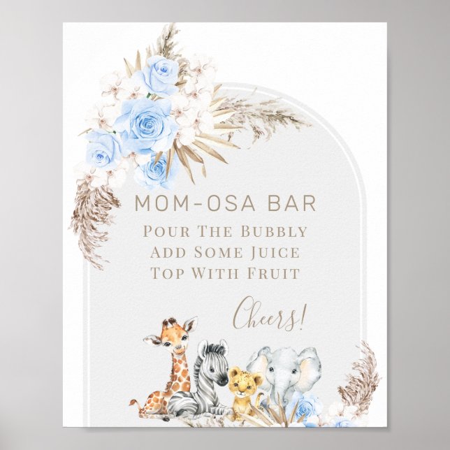 Arch Boho Floral Safari Baby Shower Mom-osa Sign (Front)