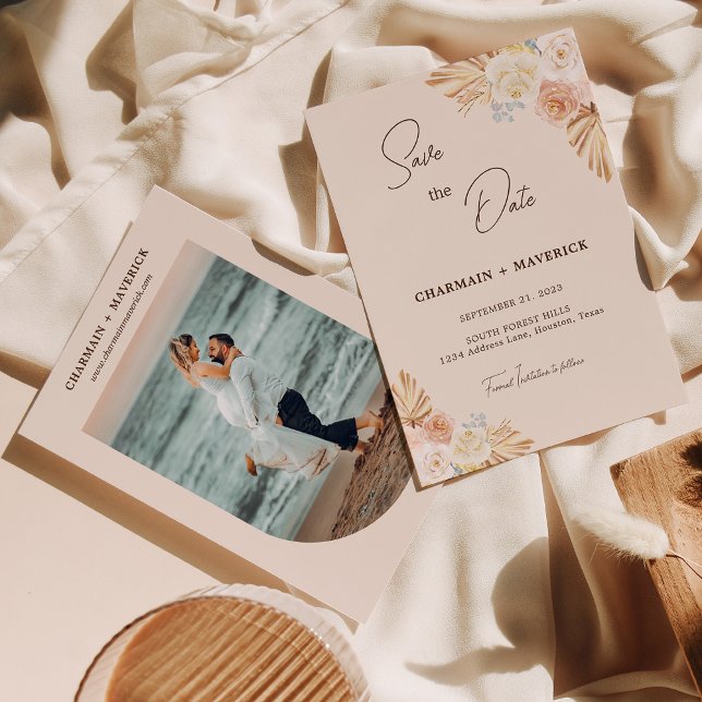 Arch Boho Pampas Dried Grass  Save The Date (Creator Uploaded)