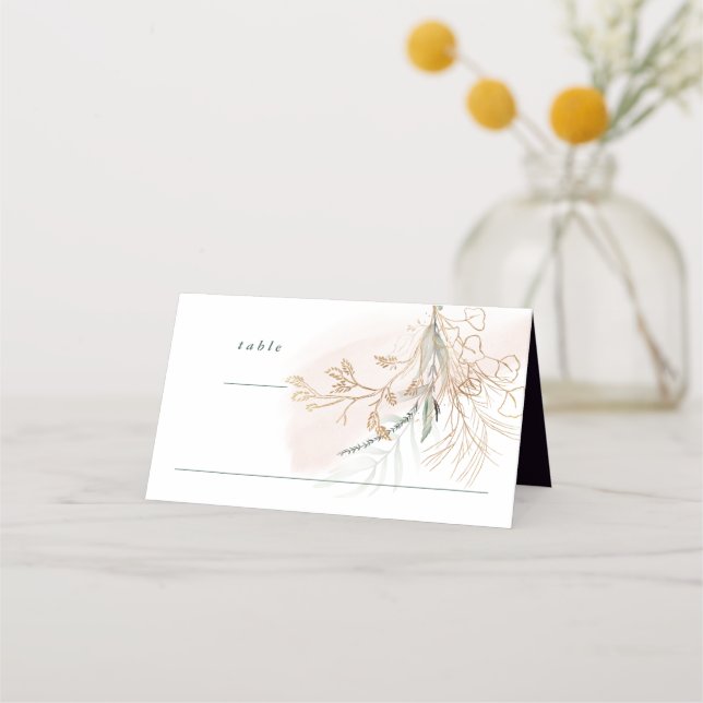 Arch Botanical Eucalyptus Golden Greenery Moss  Place Card (Front)
