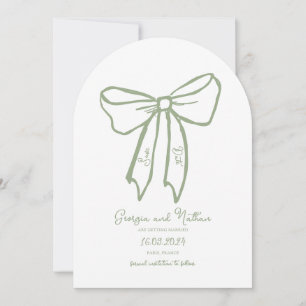 Arch Bow Sage Green Save the Date Invitation