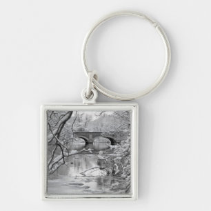 Arch Bridge over Frozen River in Winter Key Ring
