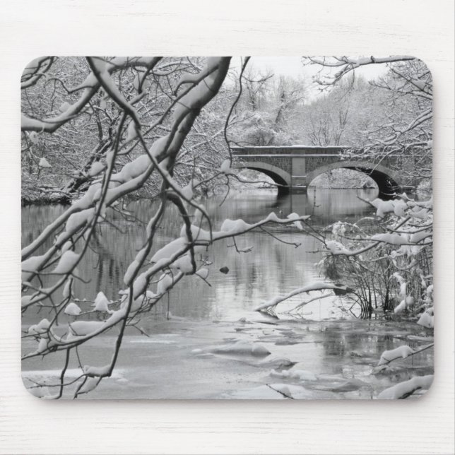 Arch Bridge over Frozen River in Winter Mouse Mat (Front)