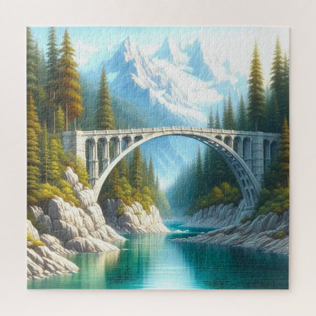 Arch Bridge Over Mountain Stream Jigsaw Puzzle (Vertical)
