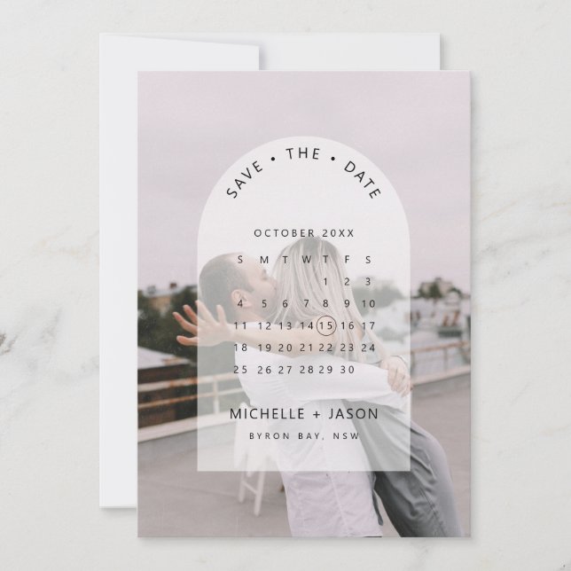 Arch calendar photo Save the Date Invitation (Front)