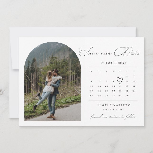 Arch calendar photo Save the Date Invitation (Front)