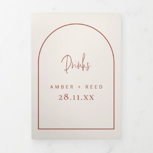 Arch Cream & Terracotta Drinks Menu for Wedding