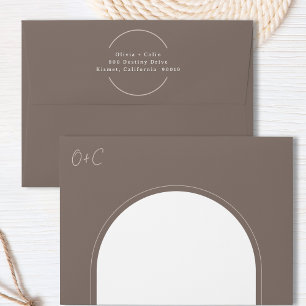 Arch Custom Return Address Initials Taupe Wedding Envelope