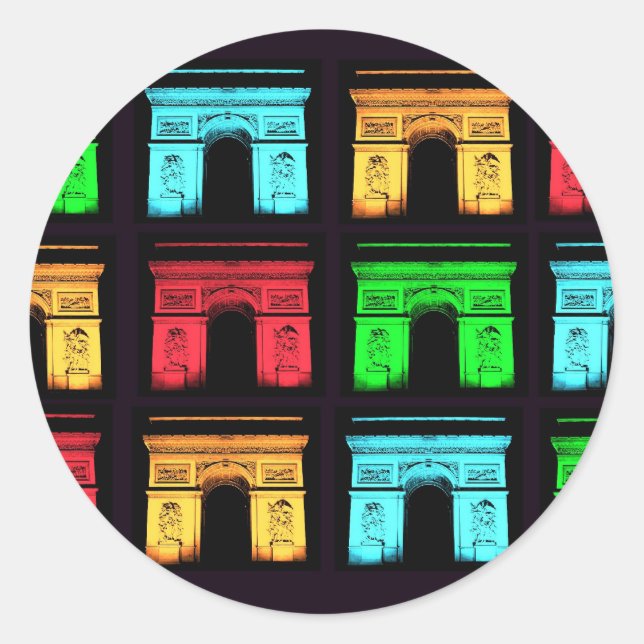 Arch De Triumph Collage Classic Round Sticker (Front)