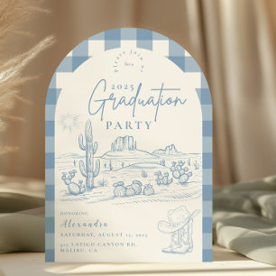 Arch Dusty Blue Western Cowgirl Graduation Invitation