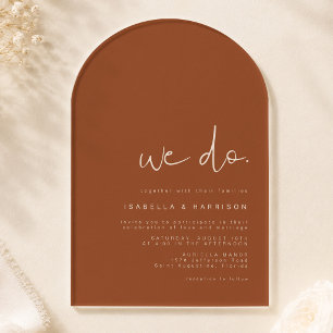 Arch Edgy Bohemian Burnt Orange Modern Minimalist Acrylic Invitations
