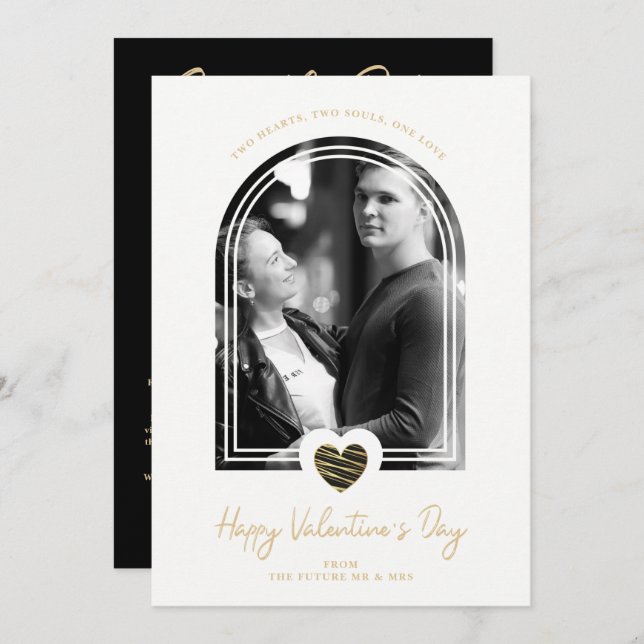 Arch Effect Black Heart Happy Valentine's Day Save The Date (Front/Back)