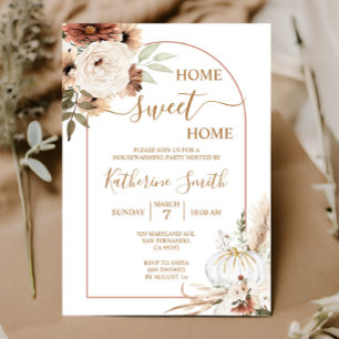 Arch Flora Boho Pumpkin Housewarming Party Invitation