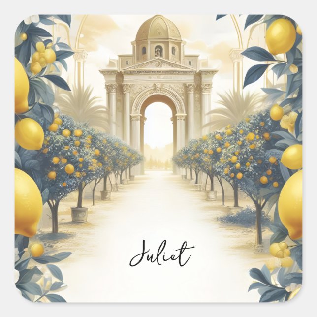 Arch Food Fun Fruit Lime Lemon Bridal Shower Square Sticker (Front)