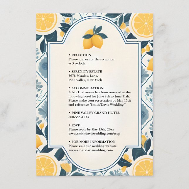 Arch Food Fun Fruit Lime Lemon Military Wedding Enclosure Card (Front)