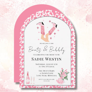 Arch Frame Cowboy Boots & Bubbly Bridal Shower  Invitation