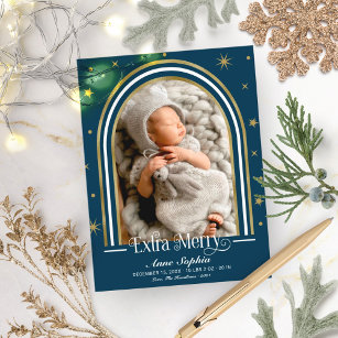  Arch Frame Extra Merry Birth Announcement
