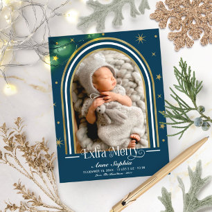  Arch Frame Extra Merry Birth Announcement
