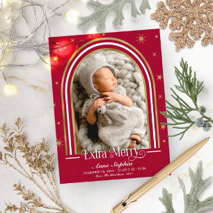  Arch Frame Extra Merry Birth Announcement