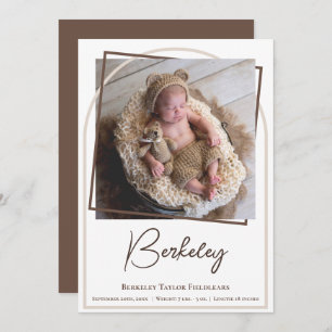 Arch Frame Modern Photo Baby Birth  Announcement