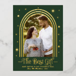 Arch Frame Pregnancy Announcement Foil Postcard<br><div class="desc">Retro-inspired,  arch-themed Christmas postcard. Easy to personalise with your details. PLEASE NOTE: For assistance on orders,  shipping,  product information,  etc.,  contact Zazzle Customer Care directly.</div>