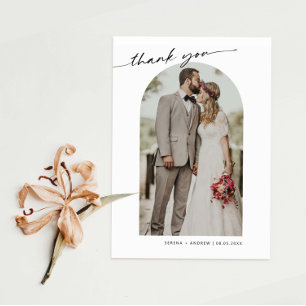 Arch Frame Wedding Photo Thank You Card
