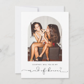 Arch frame will you be my maid of honour card