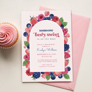 Arch Fruit Watercolor Berries Baby Shower Invitation