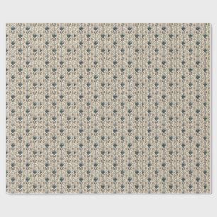 Arch Gilded Teal Deco Abstract Geometric Pattern Wrapping Paper