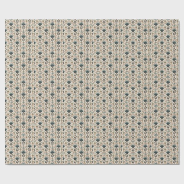 Arch Gilded Teal Deco Abstract Geometric Pattern Wrapping Paper (Flat)