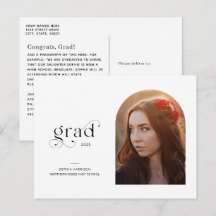 Arch Graduate Modern Typography 1-Photo Graduation Postcard