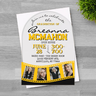 Arch Graduation Photo Filmstrip Gold Frosted Acrylic Invitations