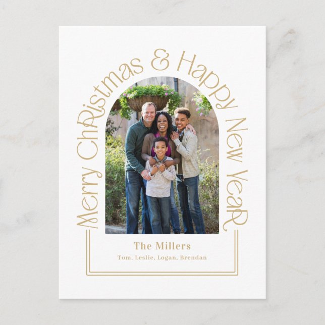 Arch Greeting Editable Colour Holiday Card Postcar (Front)