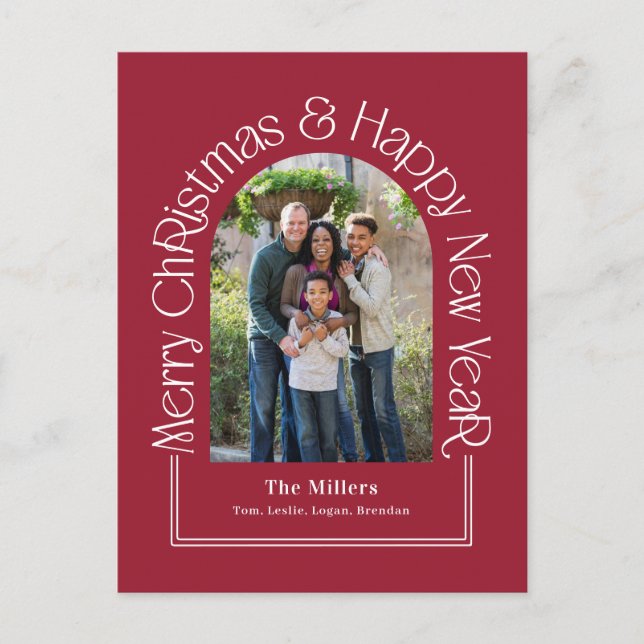Arch Greeting Editable Colour Holiday Card Postcar (Front)