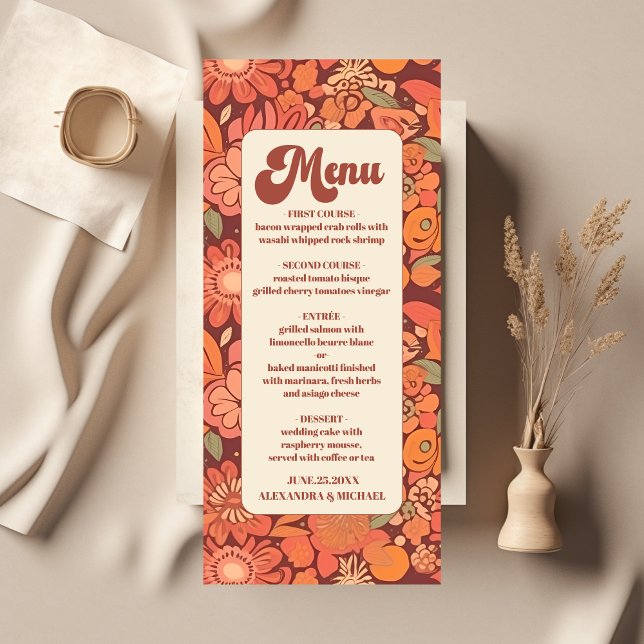 Arch Groovy Retro 70s Floral Wedding Menu (Creator Uploaded)