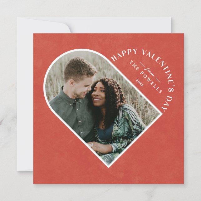 Arch Heart Valentine's Day Photo Card - Red (Front)