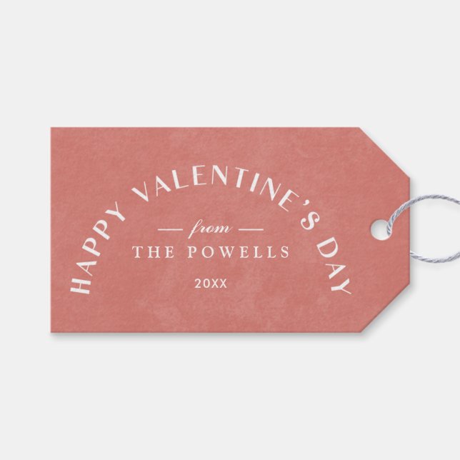 Arch Heart Valentine's Day Photo Gift Tag - Salmon (Front (Horizontal))