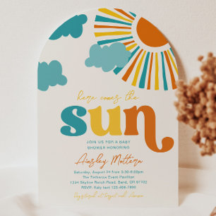 Arch Here Comes The Sun Baby Shower Invitation