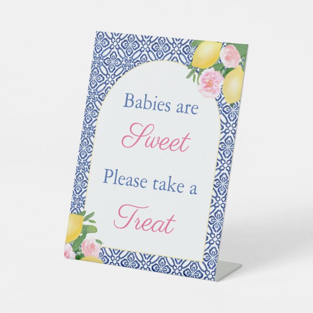 Arch Italian Lemons Babies Are Sweet Baby Shower Pedestal Sign (Front)