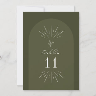 Arch Line Art Green Wedding Table Number
