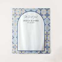 Arch Mediterranean Blue Tile Engagement Backdrop