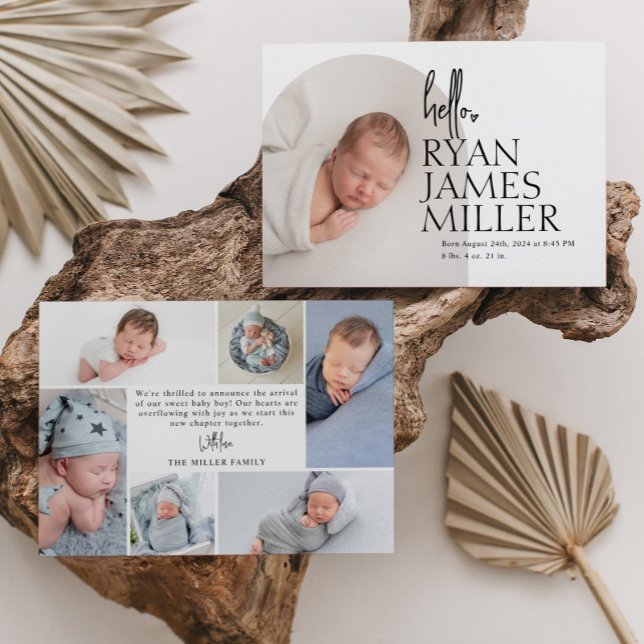 Arch Minimal Modern Baby Photo Birth Announcement (Creator Uploaded)