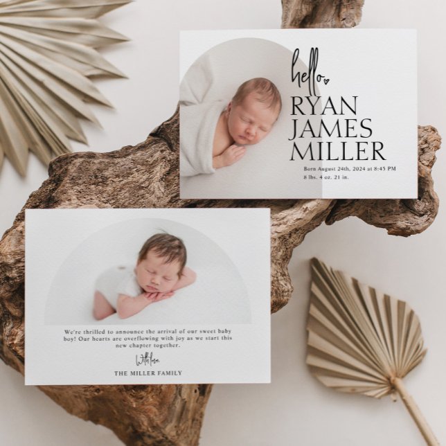 Arch Minimal Modern Baby Photo Birth Announcement (Creator Uploaded)