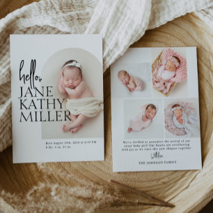 Arch Minimal Modern Baby Photo Birth Announcement