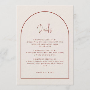 Arch Minimal Script Cream & Terracotta Drinks Menu