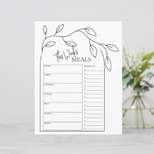 Arch Minimal Script Text Weekly Meal Planner